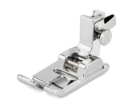 Blind Hem Presser Foot With Precision Guide Structure And Polished Metal On White Background Photography