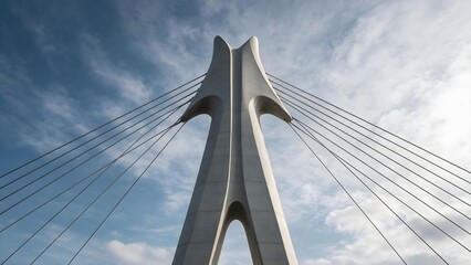 Fototapeta premium Modern Bridge Tower With Advanced Structural Stability Design For Durable Infrastructure And Engineering Safety Systems