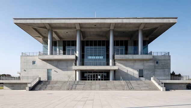 Large Public Building With Reinforced Safety Architecture And Durable Materials For Secure Modern Infrastructure Design