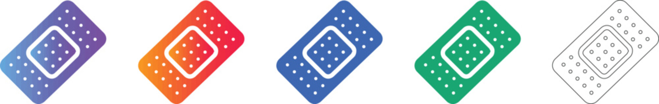 Adhesive Bandage Strip Icons in Multiple Styles