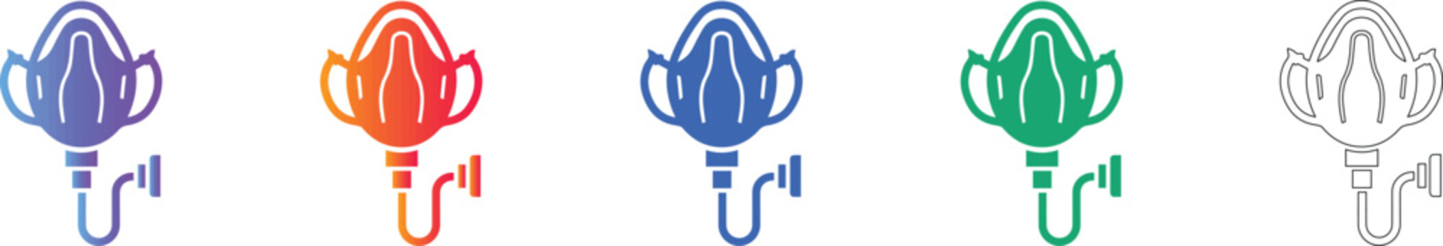 Anesthesia Mask Icon Set