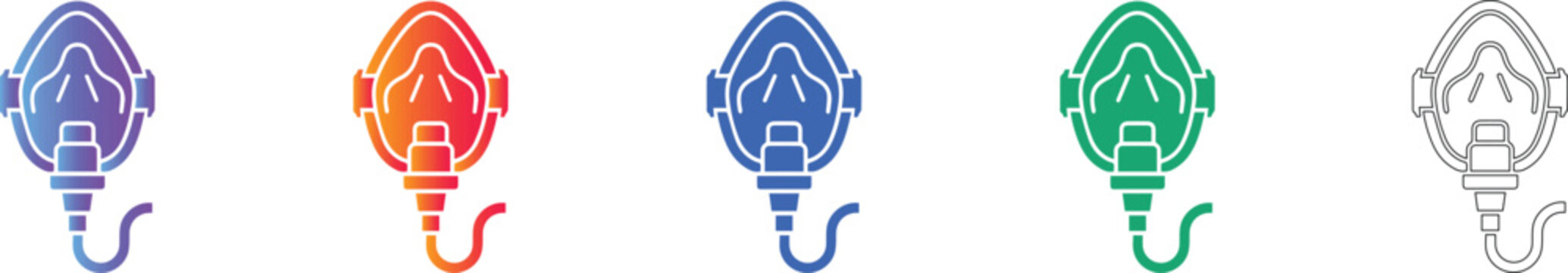Medical Oxygen Mask Icon Set