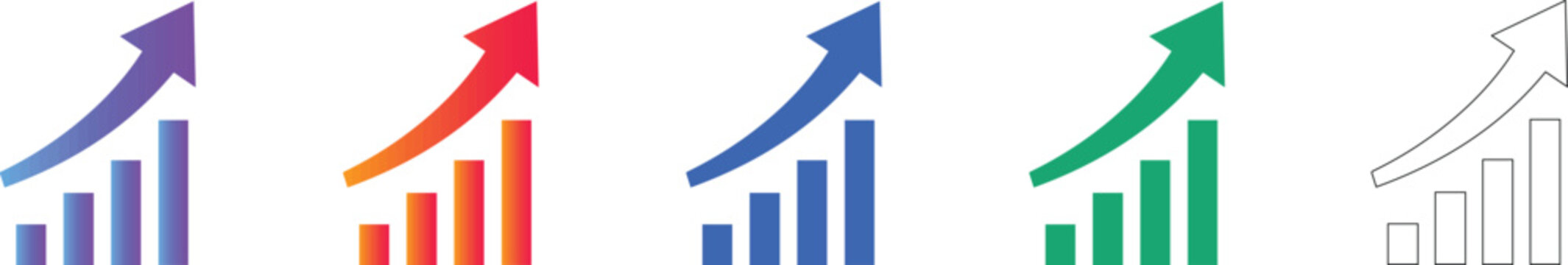Rising Trend Arrow Chart Icon Set for Business Analytics