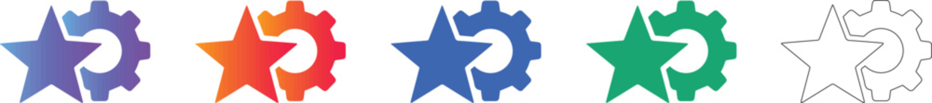 Star and Gear Configuration Icon Set for System Settings