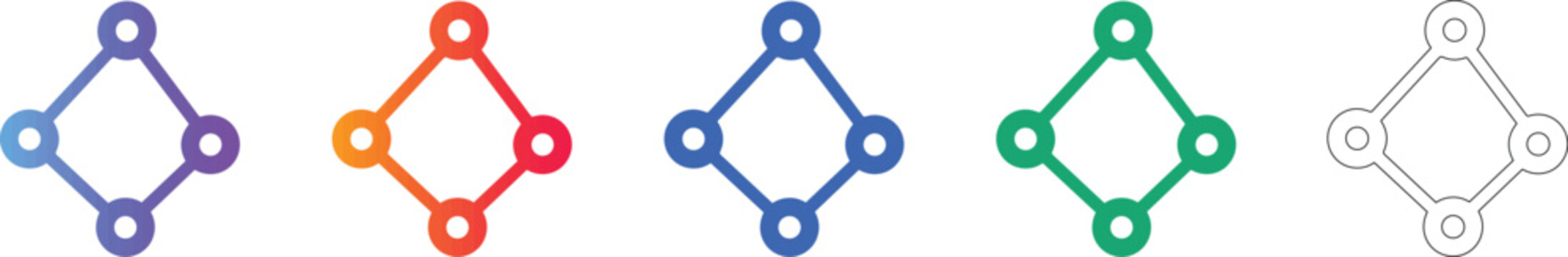 Network Connection Node Icons Set
