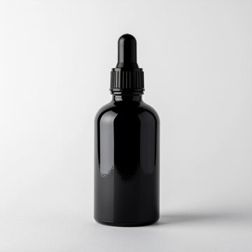 Dark glass dropper bottle on a light background mockup