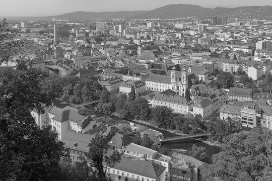 View from Schlossberg Castle, Graz, Styria, Austria