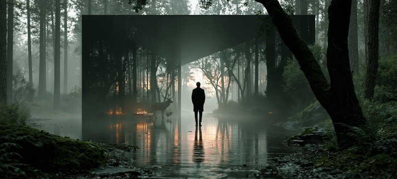 Abstract Luxury Landscape Where Architecture, Nature and Memory Dissolve Through Light and Absence, Minimalist Cinematic Composition with Expansive Emotional Space