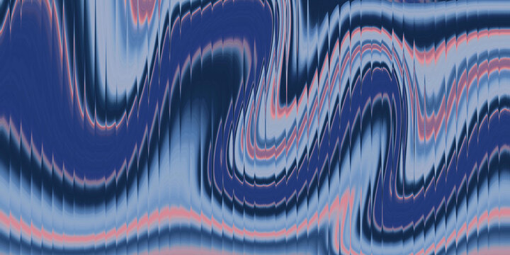 Sharp distorted glass ripple effect with metallic blue and salmon pink lines offers a unique high tech abstract background.