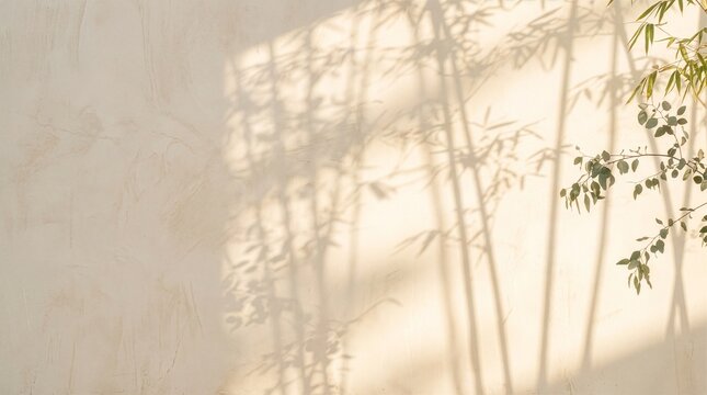 Calm Botanical Spa Wellness Background with Leaf Shadows