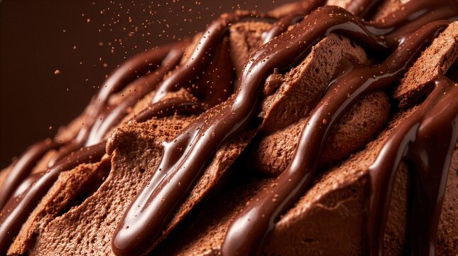 Dark Chocolate Ganache Macro Luxury Food Background