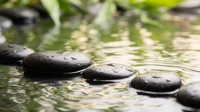Zen Spa Stones and Flowing Water Wellness Background
