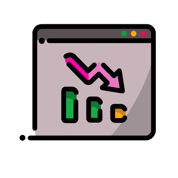 Financial Loss and Downward Trend Chart Vector Icon