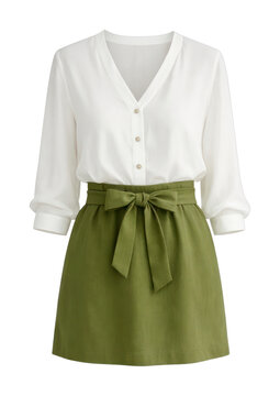 PNG Elegant blouse with green skirt