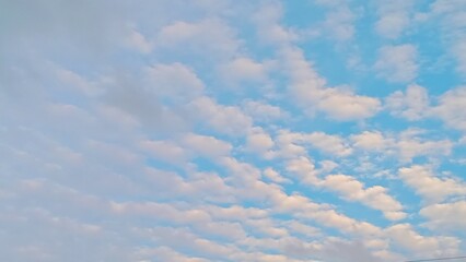 Beautiful cirrocumulus clouds looking like fish scales in the afternoon sky over a rural village. © Berti
