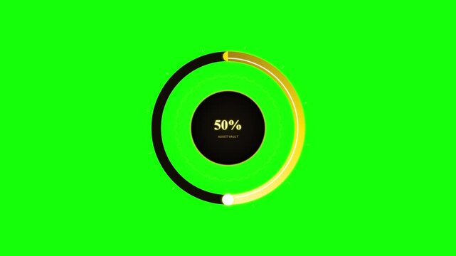 Digital Progress Circle Loading Animation with Five Percent on Green Background