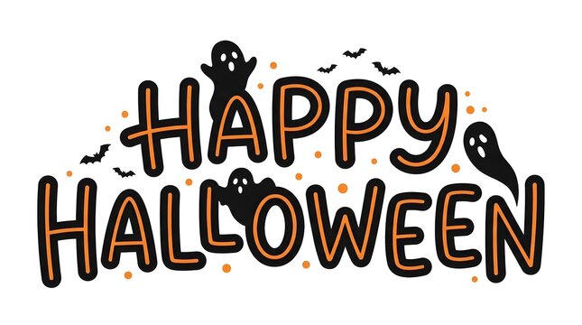 Celebrate the spooky season with this vibrant and festive happy halloween typography perfect for cards decorations and all your halloween festivities