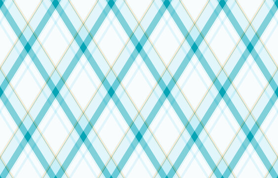 Seamless diagonal plaid pattern featuring elegant teal and soft cream lines on a crisp white background. This versatile geometric textile design is perfect for stylish fashion, decor, and branding.