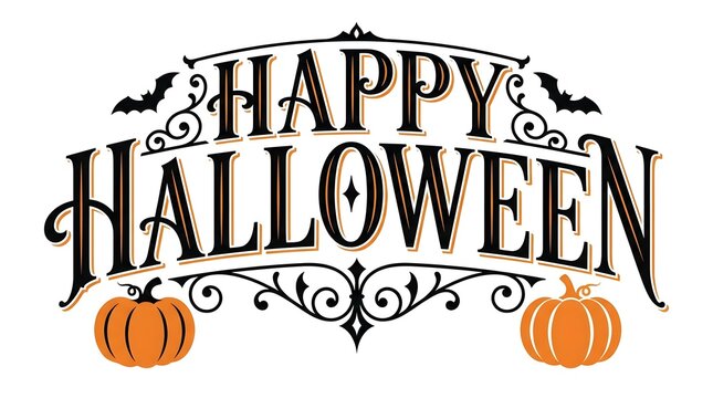 Celebrate the spooky season with delightful halloween typography featuring charming pumpkins and festive bat silhouettes for a thrilling holiday experience