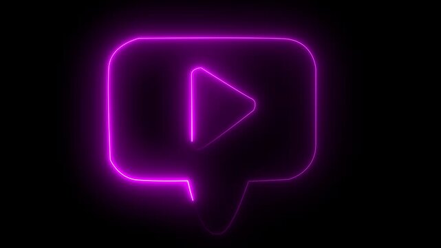 video logo  icon neon effect slow motion clip, Video pause logo icon pink saber motion clip, subscribe sign glow design.4k video animation.