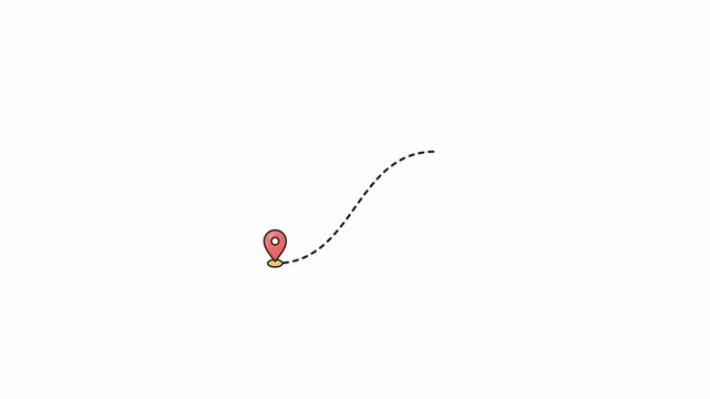 Animated Route Path With Map Location Pins Connecting Two Points