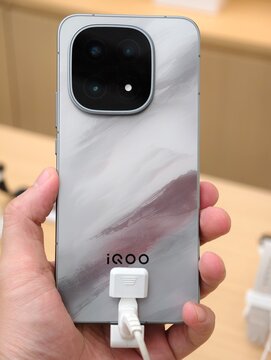 Shanghai, China-August 22nd 2026: hand hold iQOO 15 phone in store