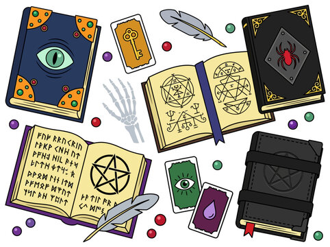 Magic Grimoires and Occult Symbols Vector Illustration Collection