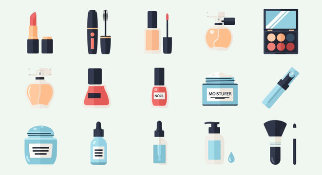 Collection of various makeup products.