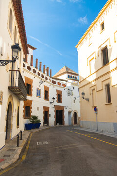 Historic Street in Old Town Sitges with Traditional Catalan Architecture - spain