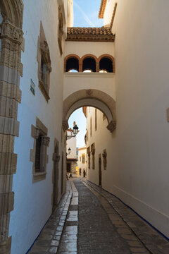 Historic Street in Old Town Sitges with Traditional Catalan Architecture - spain