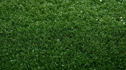 Fototapeta premium Dewy Green Artificial Grass with Sparkling Water Droplets Texture