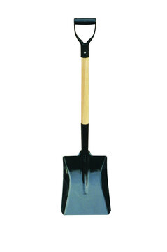   
Square-point shovel with wooden handle and black blade