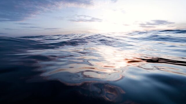 Calm ocean waves during sunset. Endless loop.