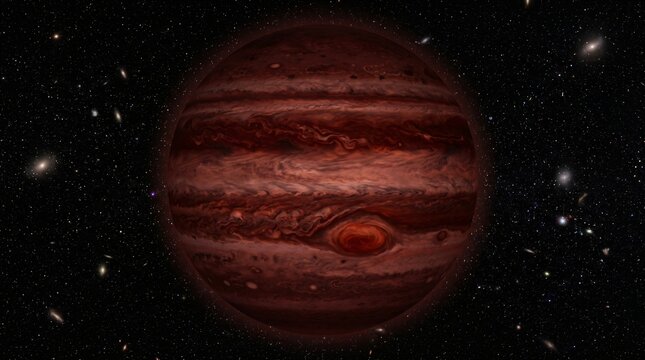 Brown Dwarf: Photorealistic Astronomy Render Of A Banded Substellar Object In Deep Space