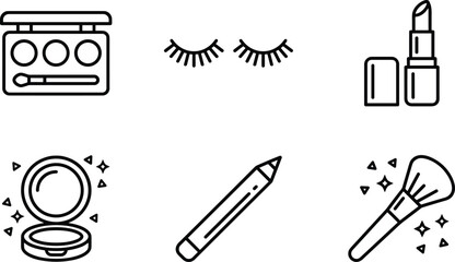 Fototapeta premium Black and white makeup and beauty product icons for cosmetic branding and design