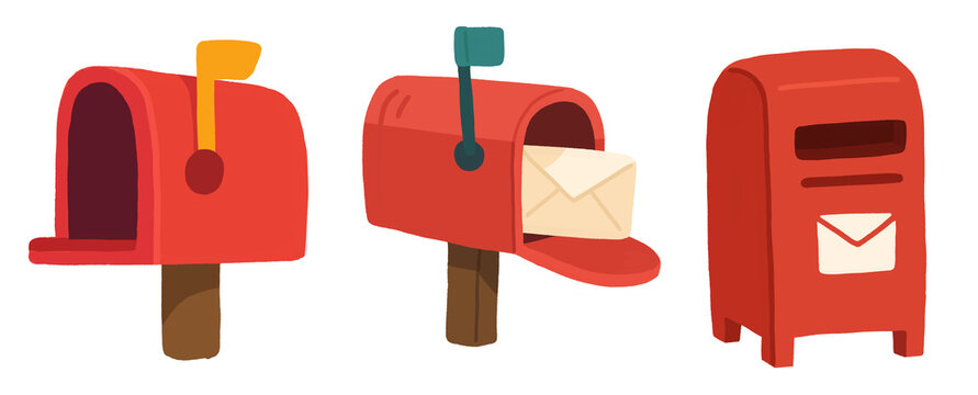 Hand-drawn Mailbox Clipart Sticker Illustration Set