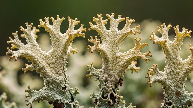 Branching Pale Lichen in a Natural Forest Setting