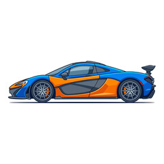Fototapeta premium Sleek Blue and Orange Sports Car Vector Illustration - Modern Automotive Design