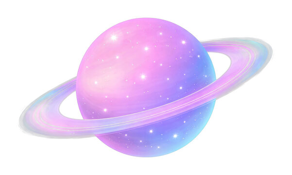 PNG Dreamy pastel planet illustration.
