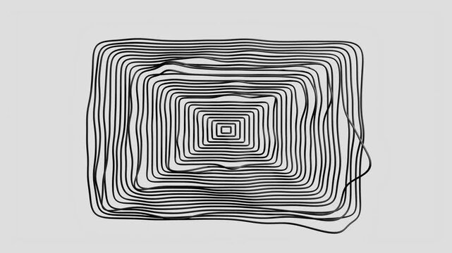 Hypnotic doodle sketch of a rectangular contour with moving lines in a seamless loop
