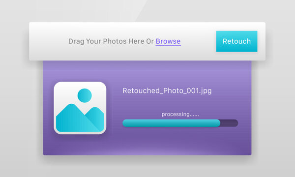 Cloud photo upload and image retouching processing modal user interface design template