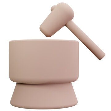 Mochi Pounding Mortar And Mallet 3D Illustrations