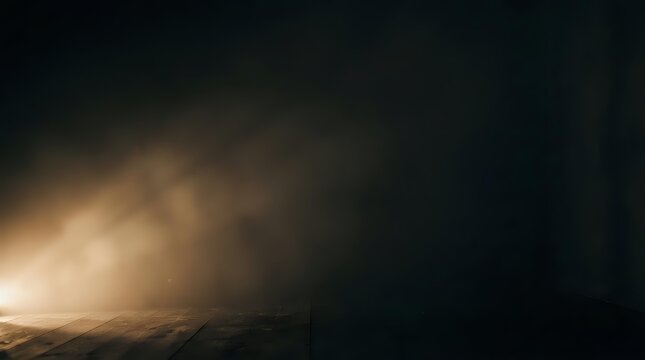Dramatic golden light rays breaking through dark storm clouds