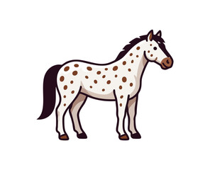 Fototapeta premium Spotted horse standing calmly white background clean vector illustration
