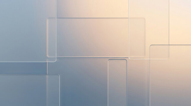 glassmorphism abstract background with frosted glass rectangles and soft gradient