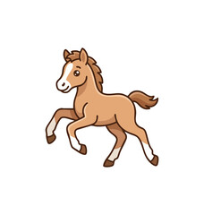 Fototapeta premium Cute cartoon foal trotting with joyful expression