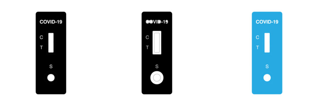 Three covid rapid antigen tests in individual packaging showing negative results