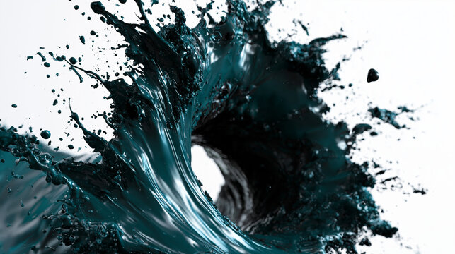 Abstract Dynamic Splash of Dark Liquid Paint Wave