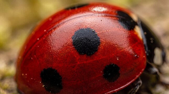 Extreme Close Up of Ladybug Shell and Spots