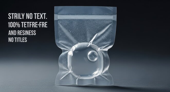 Macro view of a single air bubble trapped within a sealed vacuum-packed plastic bag showcasing preservation technology